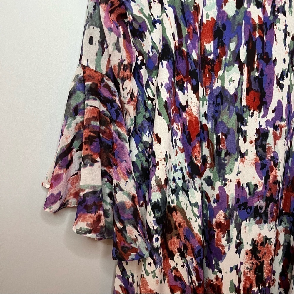 Anthropologie Paper Crown Endora Half Length Bell Sleeve Abstract Mini Dress S - Picture 16 of 16